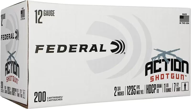 Federal Action Shotgun Target, 12 Gauge, 2-3/4", #7.5, 1-1/8 Oz. (200 Rnds)