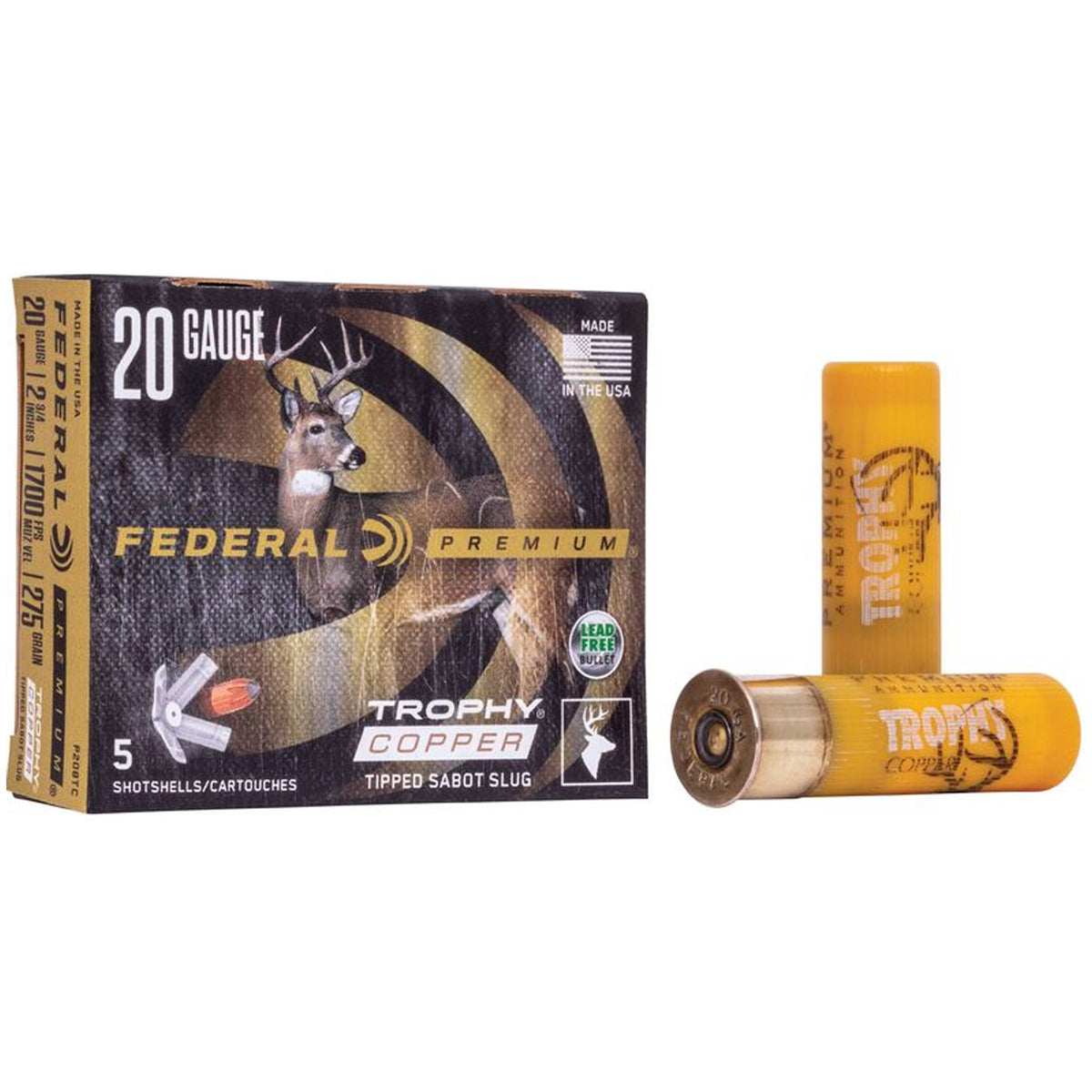Federal, 20 Gauge, 3", Copper Sabot Slug, 275 gr. (5 rnds)