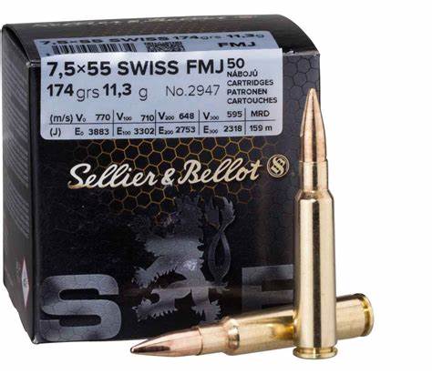 7.5X55 Swiss S&B 174gr 50rnd box