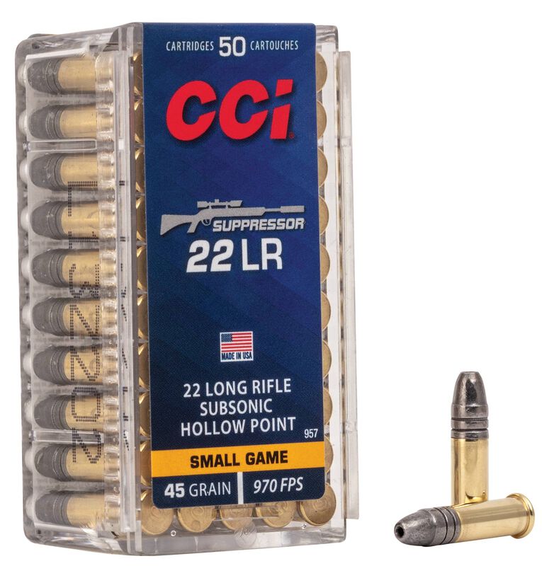 CCI 45gr .22LR HP Suppressor 970FPS