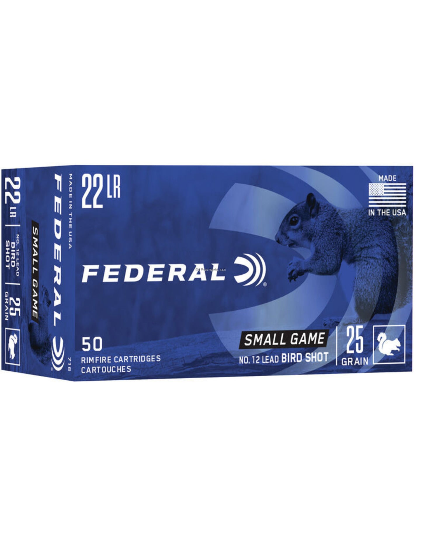 Federal 716 Game-Shok Rimfire Rifle Ammo 22 LR, #12 Lead Bird Shot, 25 Grains, 50 Rounds