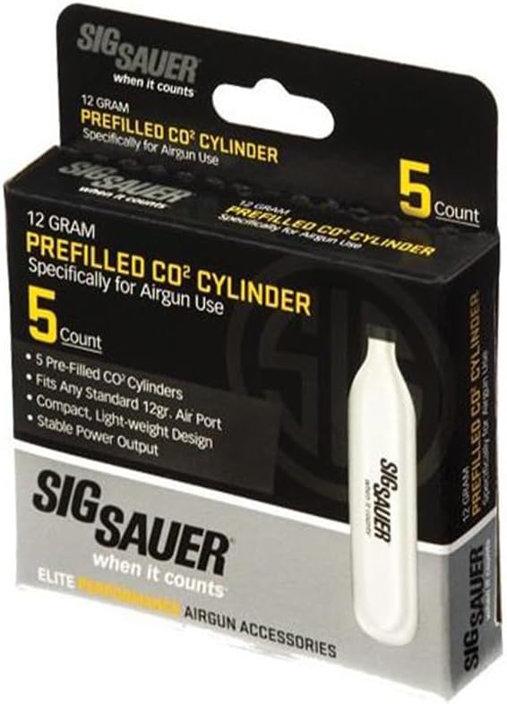 Sig Sauer 12 Gram Prefilled Replacement CO2 Cylinders for Air Pistols & Air Rifles