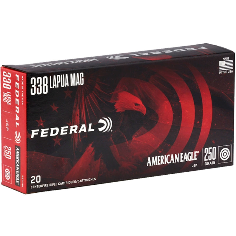 Federal American Eagle 338 Lapua Ammo 250 Grain Jacketed Soft Point