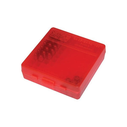 MTM Case Gard P-100 .22 Mag/.17 HMR 100 Round Flip-Top Ammo Box, Clear Red
