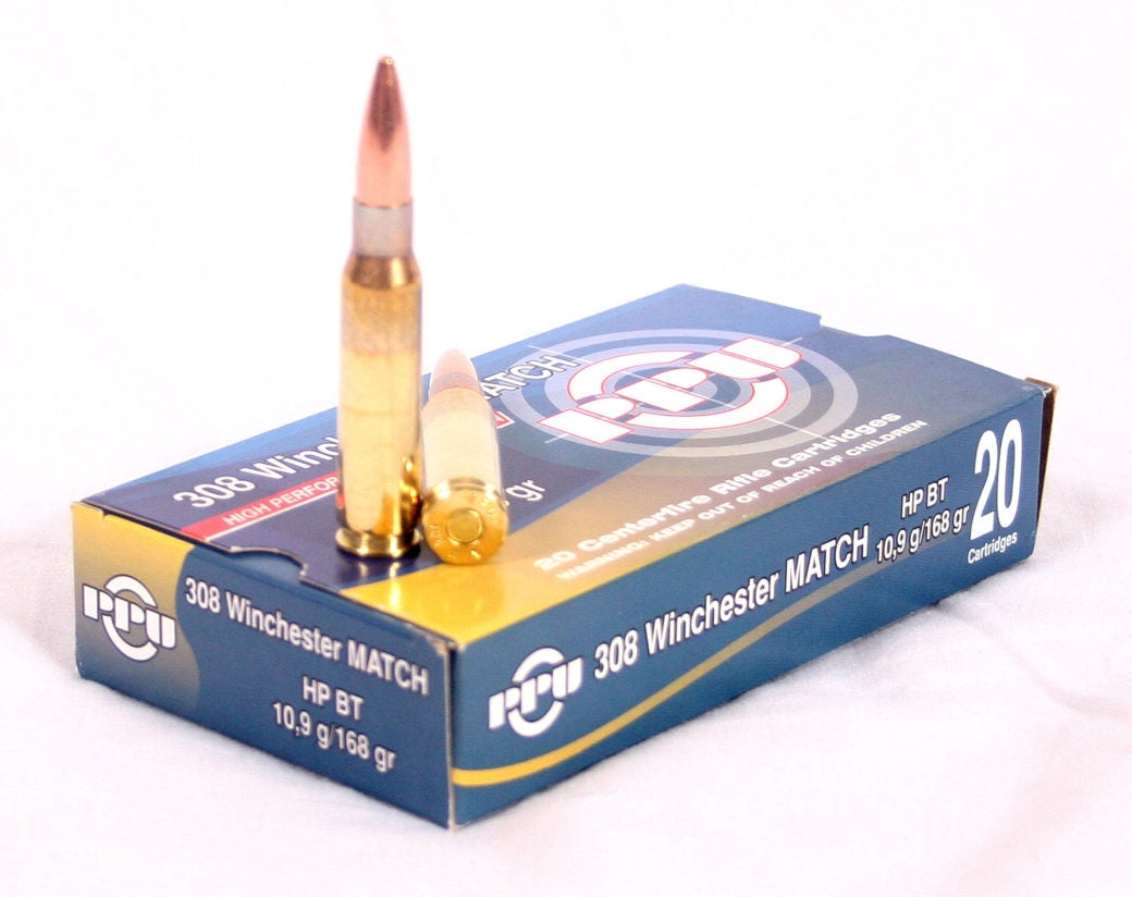 PPU Match Rifle Ammo 308 Win, HP BT, 168Gr, 20 Rnds