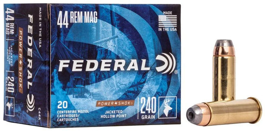 Federal Power-Shok Handgun, 44 Rem Magnum, 240 Grain, Jacketed Hollow Point, 1230 fps