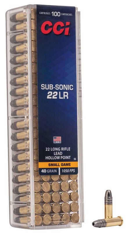 CCI Sub-Sonic HP, 22 LR, 40 Grain, Lead Hollow Point, 1050 fps