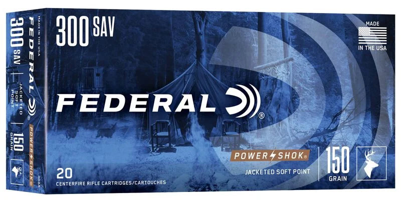 Federal Power-Shok Rifle, 300 Savage, 150 Grain, Jacketed Soft Point, 2630 fps (20)