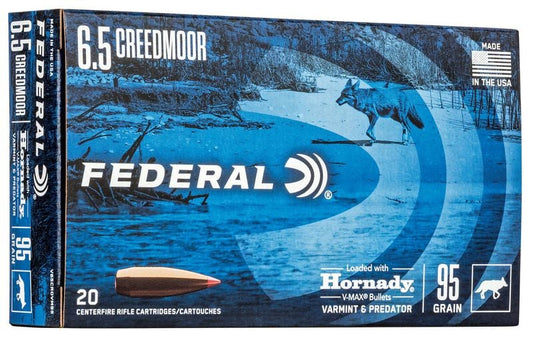 Federal Varmint & Predator, 6.5 Creedmoor, 95 Grain, Hornady® V-Max®, 3300 fps (20)