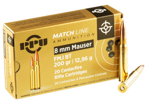 PPU 8X57JS (8mm Mauser) 200gr FMJ BT Match (20)