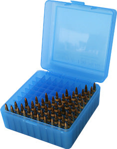 MTM Flip Top 100rd Medium Rifle Ammo Case - Blue