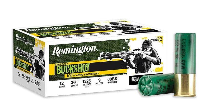 Remington Express Buckshot, 12 Gauge, 00 Buck Shot 9 Pellet, 2-3/4", 1325 fps, 25 rnds.