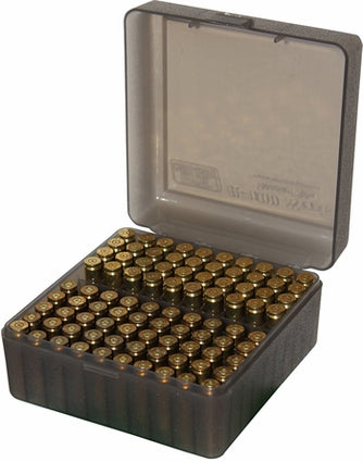 MTM Flip Top 100rd small Rifle Ammo Case - Smoke Gray