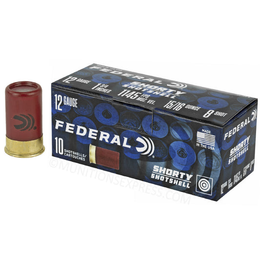 Federal Shorty Shotshell 12ga 1-3/4" 15/16 oz #8 Lead Shot 8 Pellets 10/Box