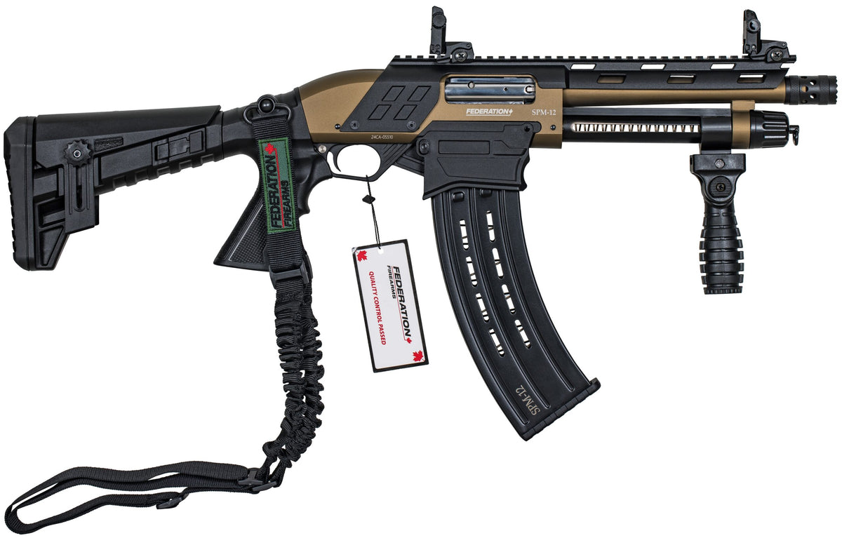 Federation Firearms SPM-12, Pump Action, 12 Gauge, 3" Chamber, 9" Chamber, Bronze