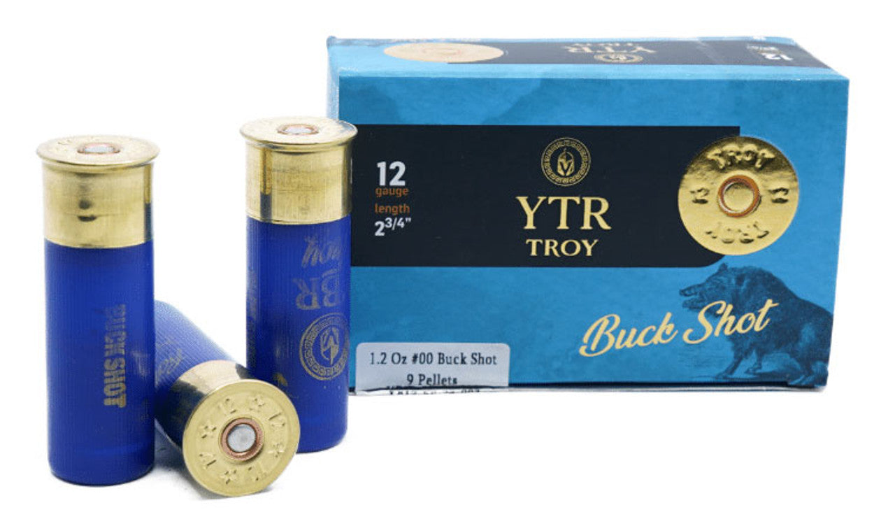Troy Ammunition 2-3/4" 12GA, 1.2Oz, 00Buck, 9 Pellets, 1300fps, 10Rds