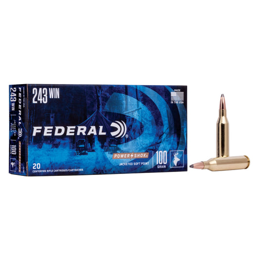 Federal Power-Shok Rifle, 243 Win, 100 Grain, Jacketed Soft Point, 2960 fps