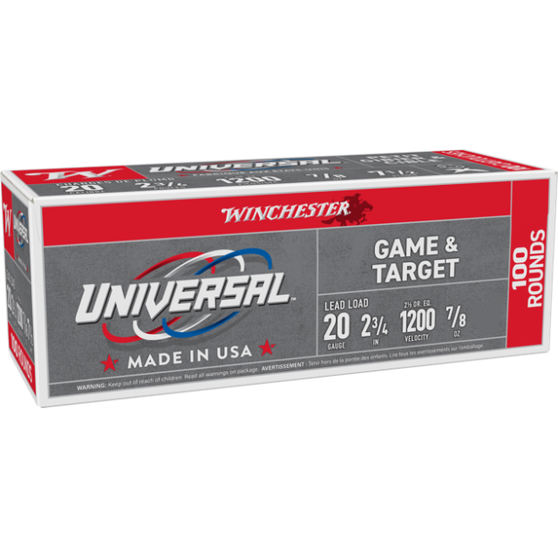 Winchester Universal Target Load, 20 Gauge, 2-3/4", #8, 100 Rounds