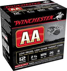 Winchester AA 12 Gauge 2-3/4", #8, 26g (0.9oz) Light Recoil