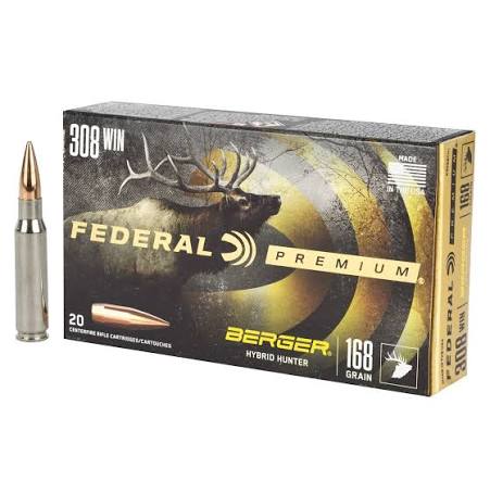 Federal .308 168Gr Winchester Berger Hybrid Hunter