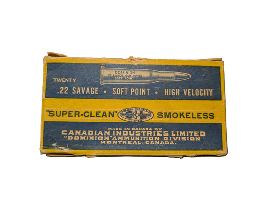 Dominion C.I.L .22 Savage 70gr SP Super-Clean High Velocity (20) Vintage